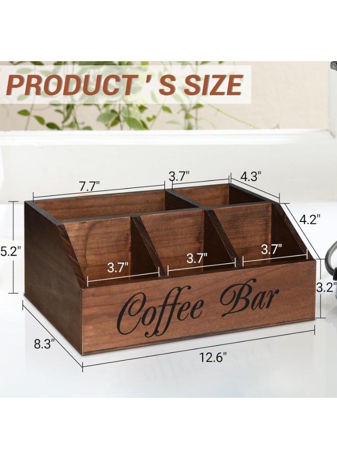 LOOPITYS Coffee Station Organizer,made of solid wood Coffee bar Storage Beautiful and with multiple compartments for storage, tilted angle for easy retrieval,- for Pods Condiment Syrup Tea Cups Stirrers - for Farmhouse Coffee Bar Decor - Image 4
