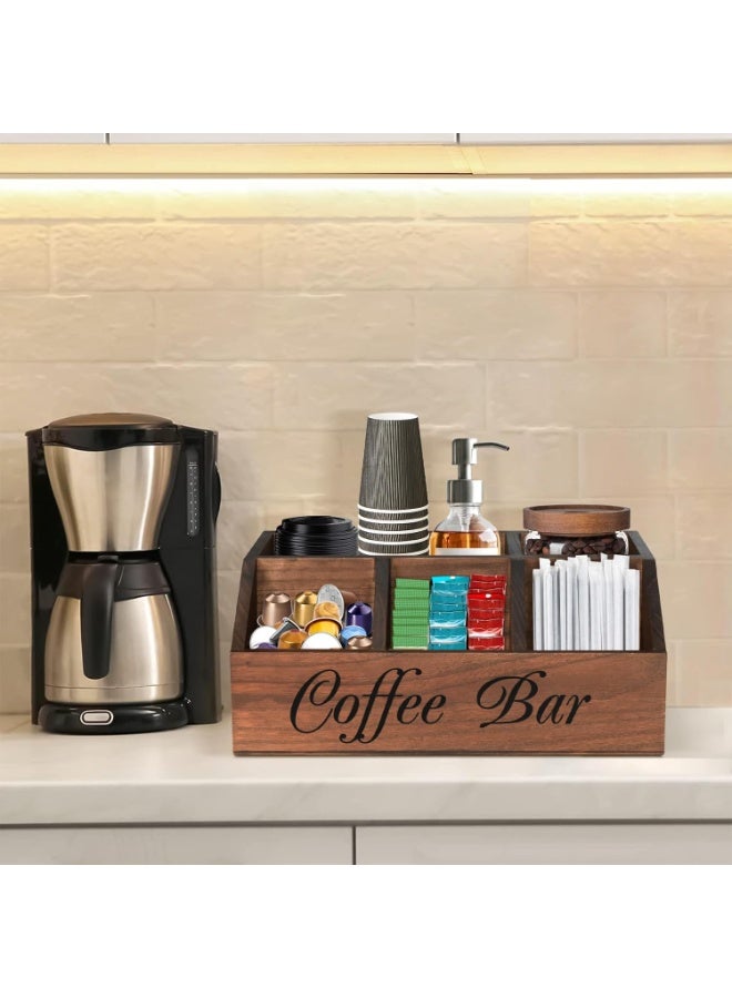 LOOPITYS Coffee Station Organizer,made of solid wood Coffee bar Storage Beautiful and with multiple compartments for storage, tilted angle for easy retrieval,- for Pods Condiment Syrup Tea Cups Stirrers - for Farmhouse Coffee Bar Decor - Image 2