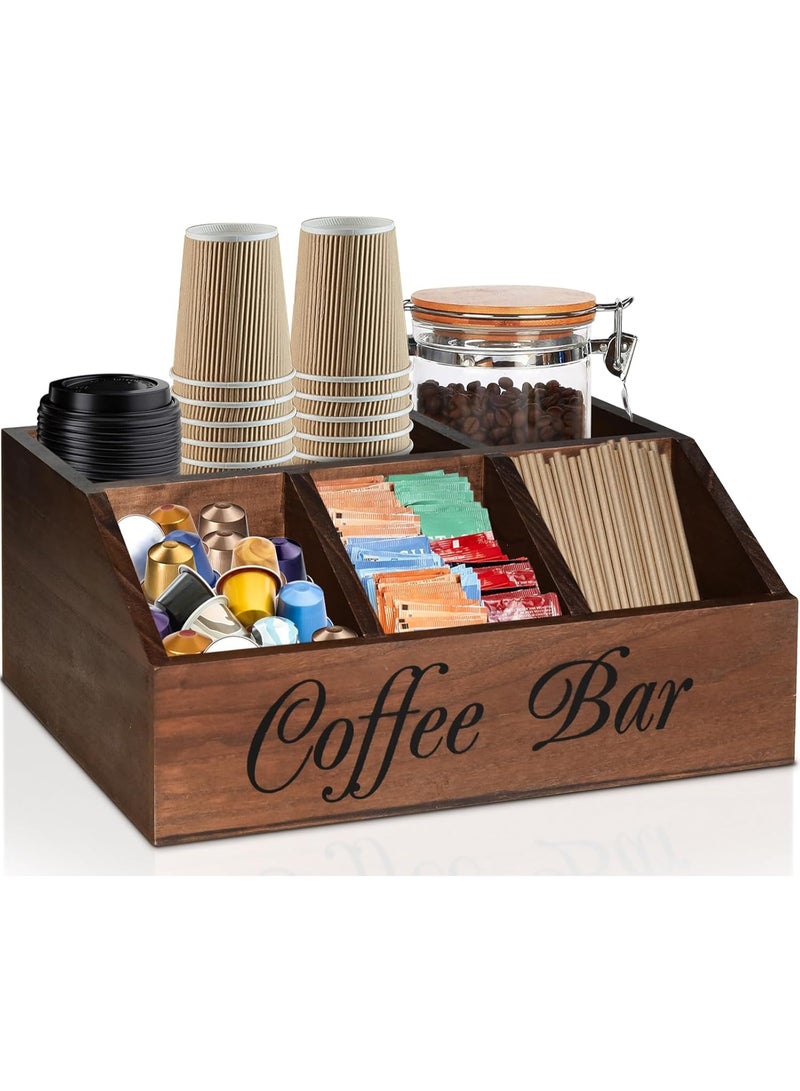LOOPITYS Coffee Station Organizer,made of solid wood Coffee bar Storage Beautiful and with multiple compartments for storage, tilted angle for easy retrieval,- for Pods Condiment Syrup Tea Cups Stirrers - for Farmhouse Coffee Bar Decor - Image 5