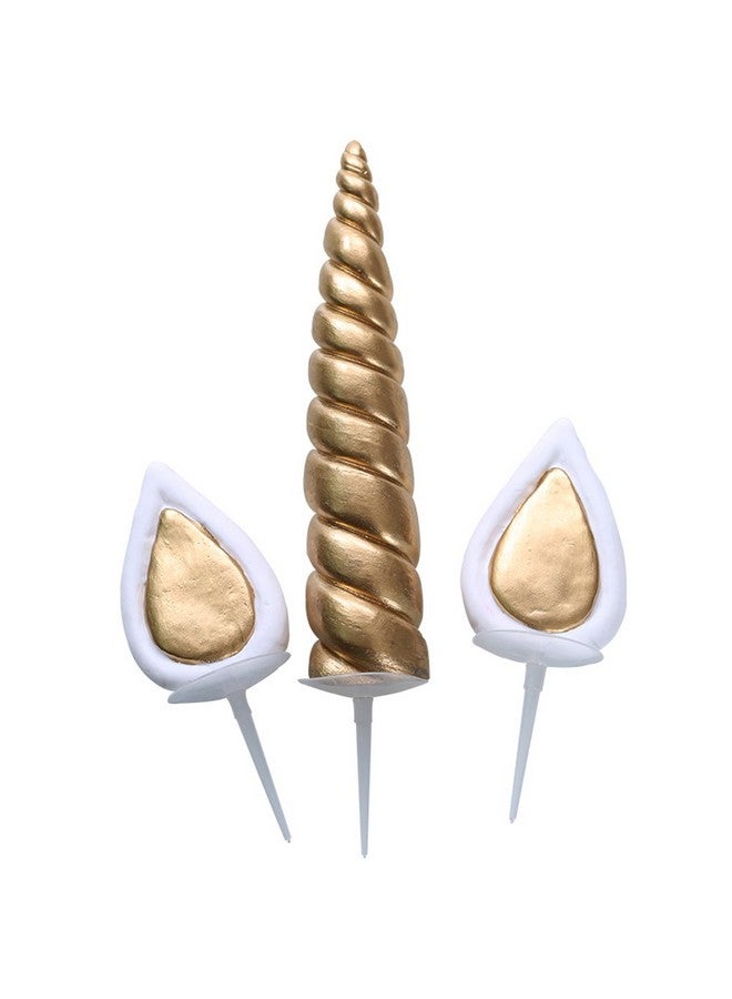 Yashell 9625321410 Unicorn Cake Topper, Reusable Gold Unicorn Horn,Ears and Eyelashes Party Cake Decoration Value Set for Unicorn Party Decoration for Baby Shower，Wedding and Birthday Party(Set of 5) - Image 2
