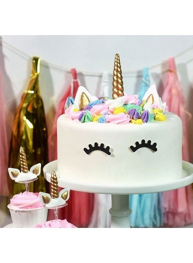 Yashell 9625321410 Unicorn Cake Topper, Reusable Gold Unicorn Horn,Ears and Eyelashes Party Cake Decoration Value Set for Unicorn Party Decoration for Baby Shower，Wedding and Birthday Party(Set of 5) - Image 5