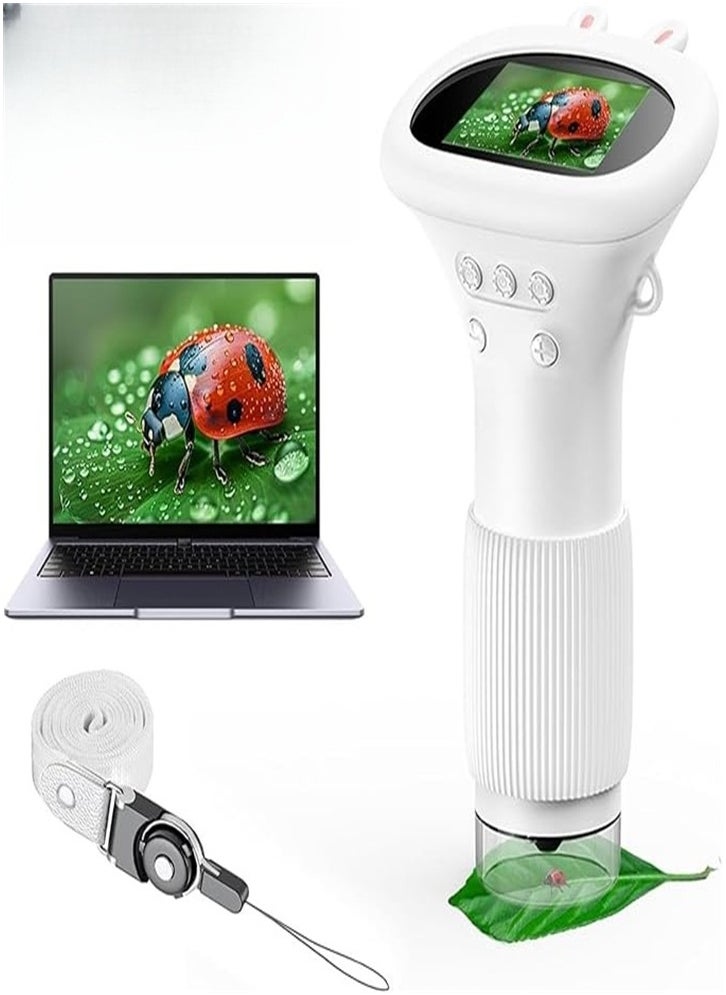 Generic Kids Microscope, Microscope with 2 Inch Screen - 200X Zoom Mini Handheld Microscope Camera for 3 4 5 6 7 8 9 10 11 Years Old Girls Boys Birthday Gift (White)  - Image 1
