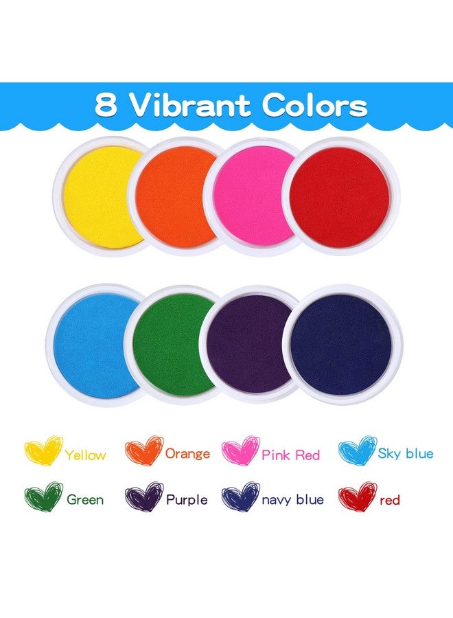 MoloTAR Craft Large Ink Pad Stamps Partner Diy Color8 Colors Round Rainbow Finger Ink Pad For Kids - Image 3