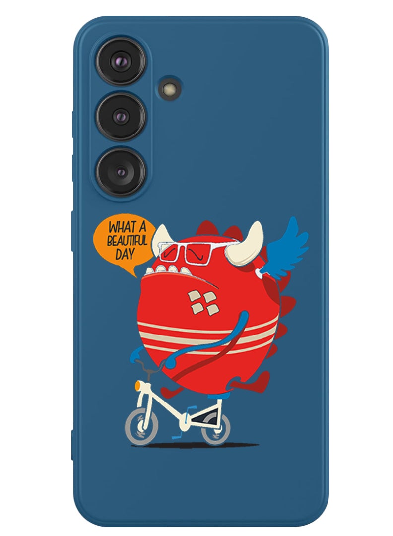 Theodor Protective Slim Fit Case Liquid Silicone Cover with Full Body Protection Anti-Scratch Shockproof Case For Samsung Galaxy S24 (Blue) - What a beautiful day - Image 1