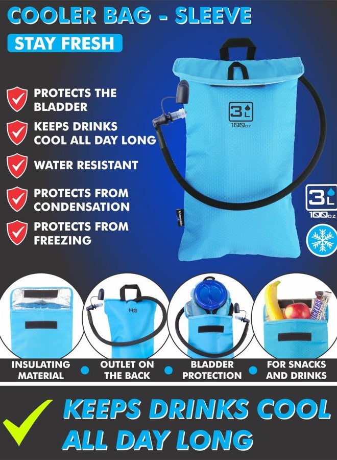 FREEMOVE 3L Water Bladder and Cooler Bag >Keeps Drink Cool & Protects Hydration Bladder< Leak Proof Hydration Pack, Tasteless & BPA Free, Premium TPU Material, Quick Release Insulated Tube with Shut Off Valve - Image 5