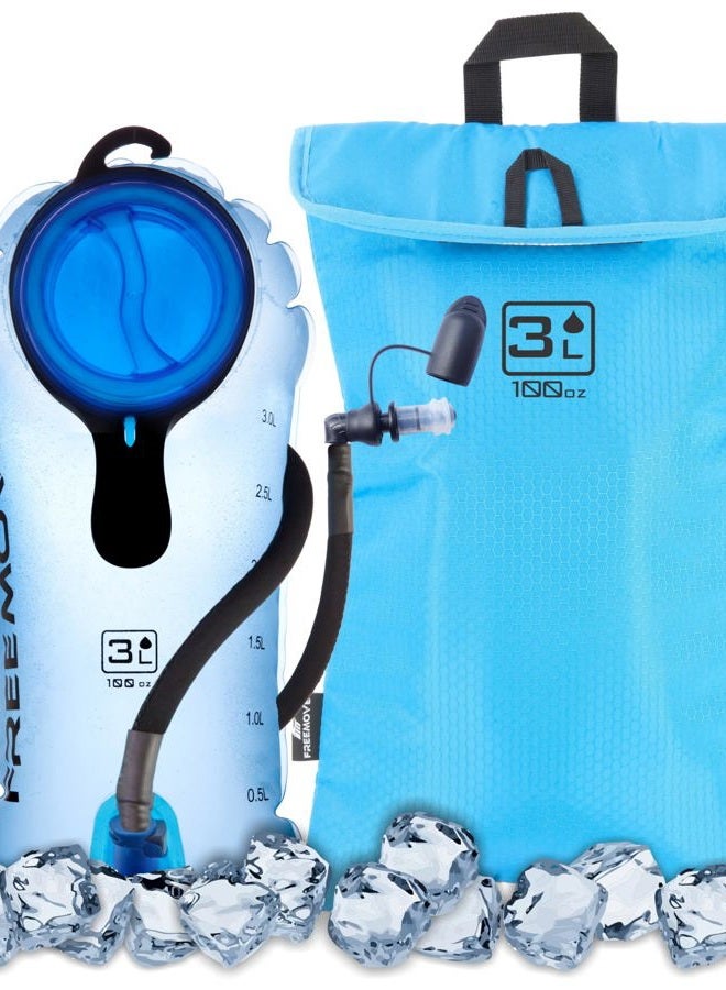 FREEMOVE 3L Water Bladder and Cooler Bag >Keeps Drink Cool & Protects Hydration Bladder< Leak Proof Hydration Pack, Tasteless & BPA Free, Premium TPU Material, Quick Release Insulated Tube with Shut Off Valve - Image 1
