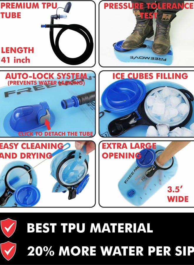 FREEMOVE 3L Water Bladder and Cooler Bag >Keeps Drink Cool & Protects Hydration Bladder< Leak Proof Hydration Pack, Tasteless & BPA Free, Premium TPU Material, Quick Release Insulated Tube with Shut Off Valve - Image 3