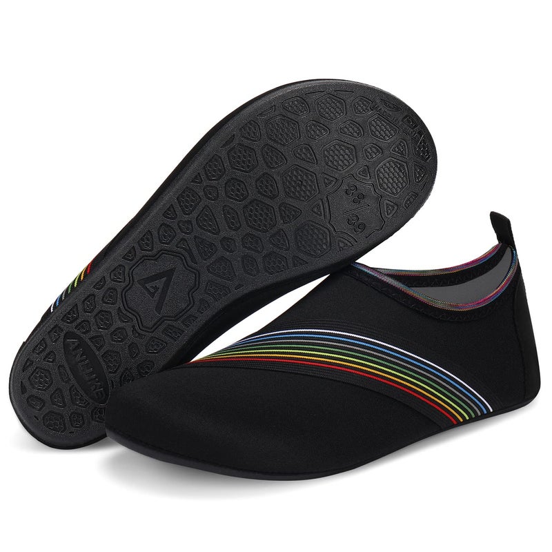 ANLUKE Water Shoes Barefoot Aqua Yoga Socks Quick-Dry Beach Swim Surf Shoes for Women Men Black/Lace 38/39 - Image 1