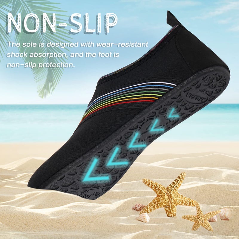 ANLUKE Water Shoes Barefoot Aqua Yoga Socks Quick-Dry Beach Swim Surf Shoes for Women Men Black/Lace 38/39 - Image 2