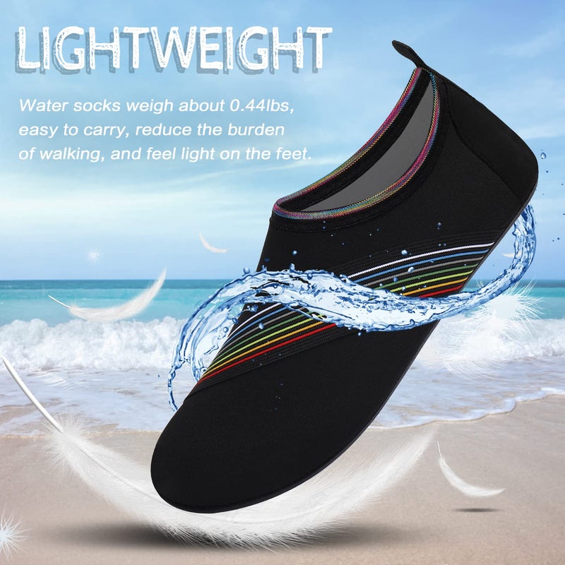 ANLUKE Water Shoes Barefoot Aqua Yoga Socks Quick-Dry Beach Swim Surf Shoes for Women Men Black/Lace 38/39 - Image 4