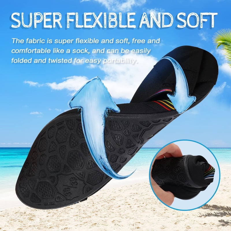 ANLUKE Water Shoes Barefoot Aqua Yoga Socks Quick-Dry Beach Swim Surf Shoes for Women Men Black/Lace 38/39 - Image 5