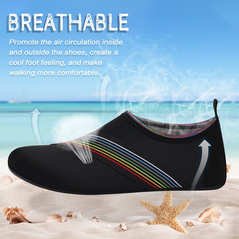 ANLUKE Water Shoes Barefoot Aqua Yoga Socks Quick-Dry Beach Swim Surf Shoes for Women Men Black/Lace 38/39 - Image 3