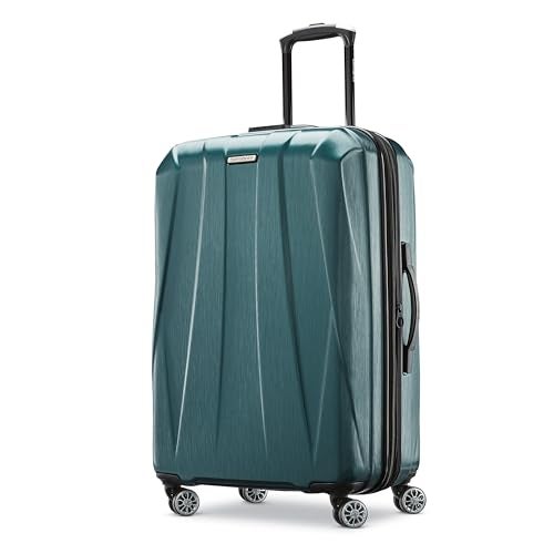 Samsonite Centric 2 Hardside Expandable Luggage with Spinner Wheels, Emerald Green, Checked-Medium 24-Inch - Image 1