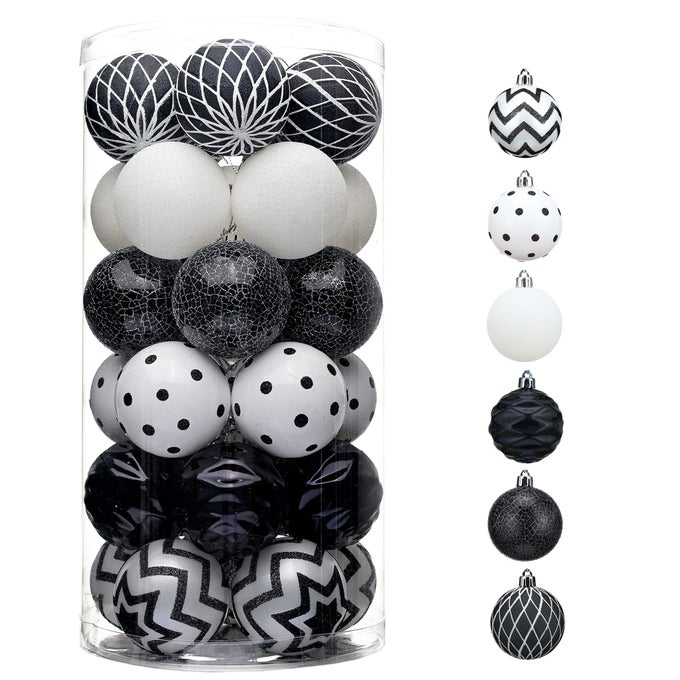 HALLOWEEN ORNAMENTS TREE DECORATIONS 30CT BLACK AND WHITE SHATTERPROOF CHRISTMAS BALL ORNAMENTS SET 236 INCH BOHO MODERN DECORATIVE HANGING ORNAMENT BULK FOR XMAS HOLIDAY PARTY DECOR