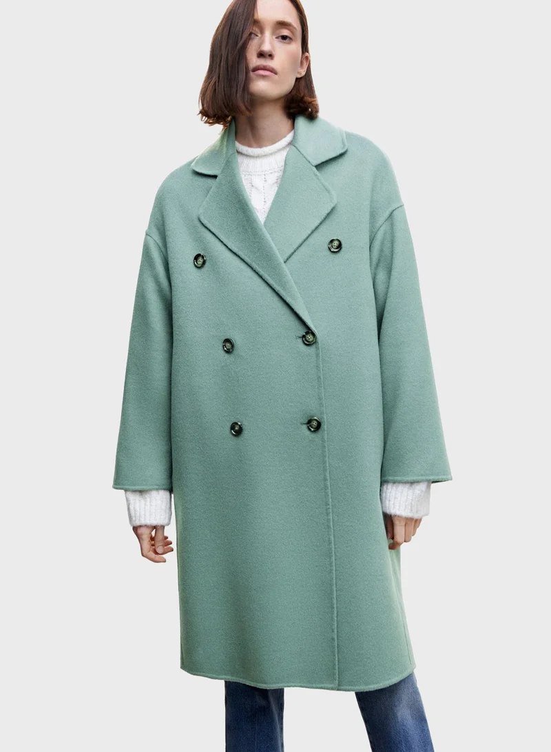 MANGO Double Breasted Longline Coat