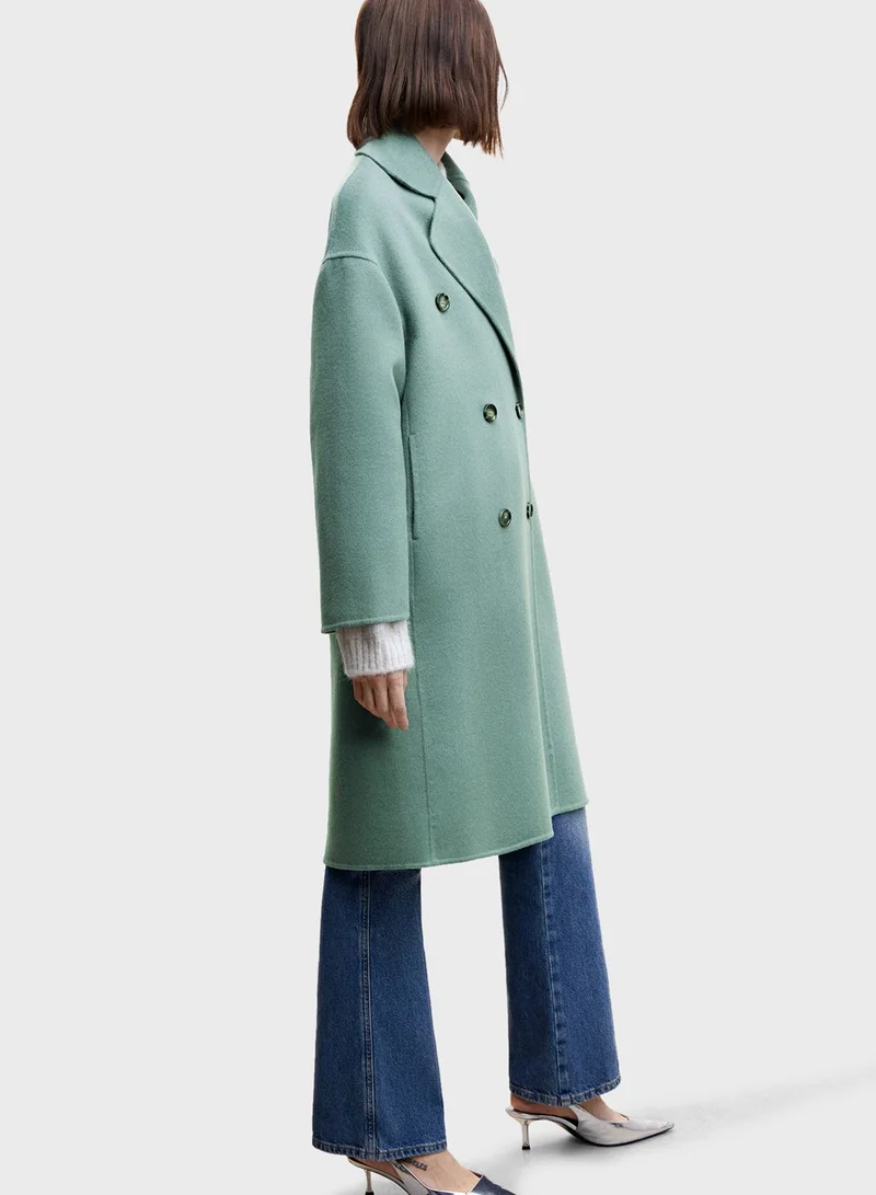 MANGO Double Breasted Longline Coat