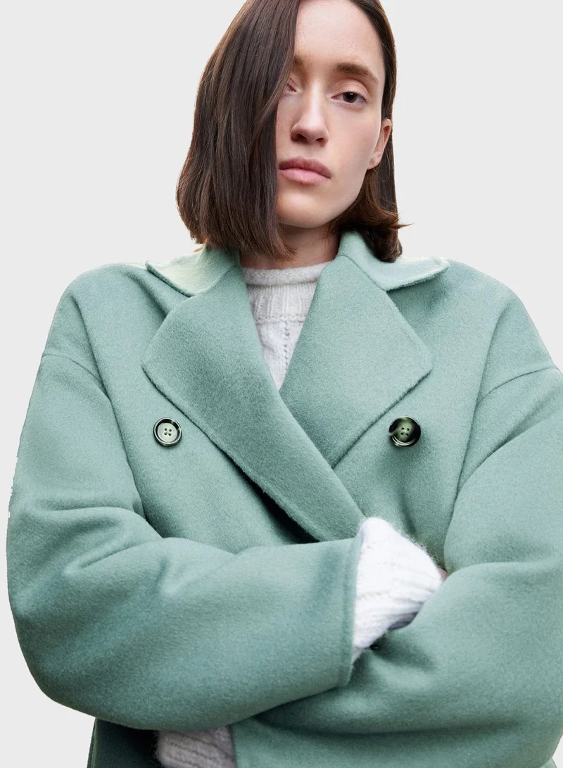 MANGO Double Breasted Longline Coat