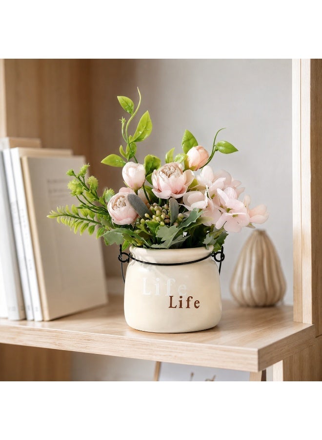 15cm Small Artificial Flower in Ceramic Pot, Faux Table Decor for Desk, Shelf and Home - Image 4