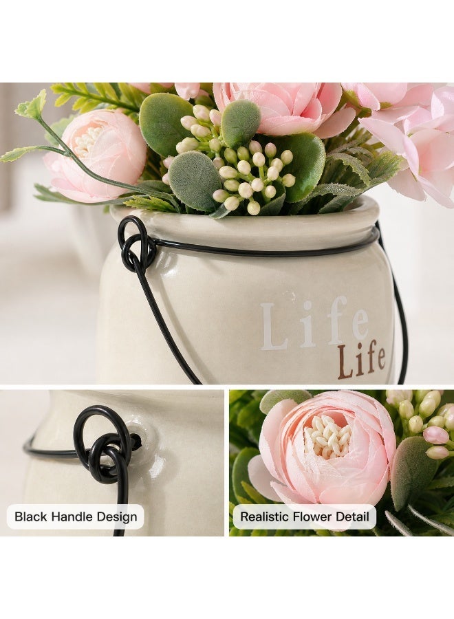 15cm Small Artificial Flower in Ceramic Pot, Faux Table Decor for Desk, Shelf and Home - Image 5