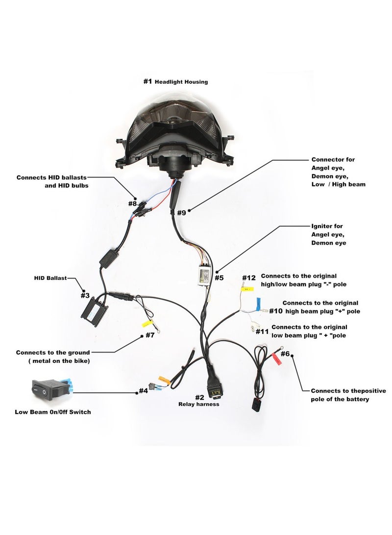 Generic LED Eye Headlight Assembly Fit for Suzuki GSXR750 2011-2021  - Image 5