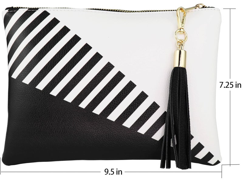 B BRENTANO Vegan Clutch Bag Pouch with Tassel Accent (Black) - Image 2