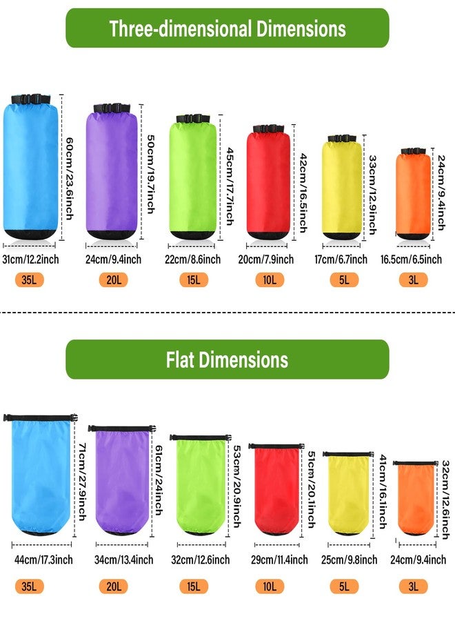 GliCraft 6 Pcs Waterproof Dry Bag Sack Lightweight Outdoor Dry Bags 35 L, 20 L, 15 L, 10 L, 5 L, 3 L Waterproof Boat Bag for Kayaking, Backpacking, Hiking, Camping Rafting(Fluorescent Color) - Image 2