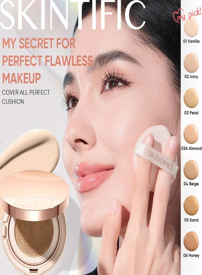 SKINTIFIC Cushion Foundation | Cover All Perfect Air Cushion | SPF 35 PA++++ | Oil-Control Waterproof Fondation Sweatproof Matte Finish Poreless Foundation Flawless BB Cream CC Cushion Makeup - Image 4