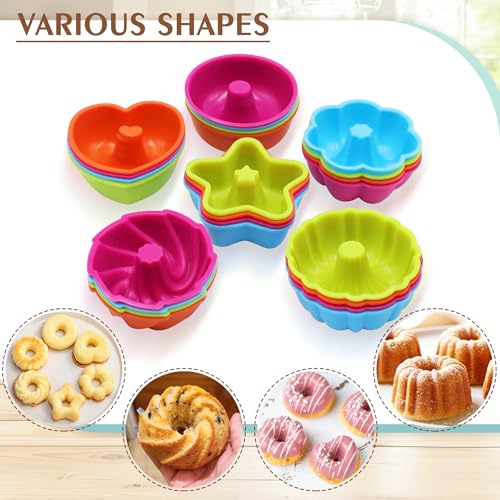To encounter 24Pack Silicone Molds, Nonstick 2 3/4 inches Donut Mold, Silicone Baking Cups, Donut Pan, Muffin, Jello, Bagel Pan, Oven- Microwave- Dishwasher Safe - Image 2