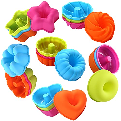 To encounter 24Pack Silicone Molds, Nonstick 2 3/4 inches Donut Mold, Silicone Baking Cups, Donut Pan, Muffin, Jello, Bagel Pan, Oven- Microwave- Dishwasher Safe - Image 1