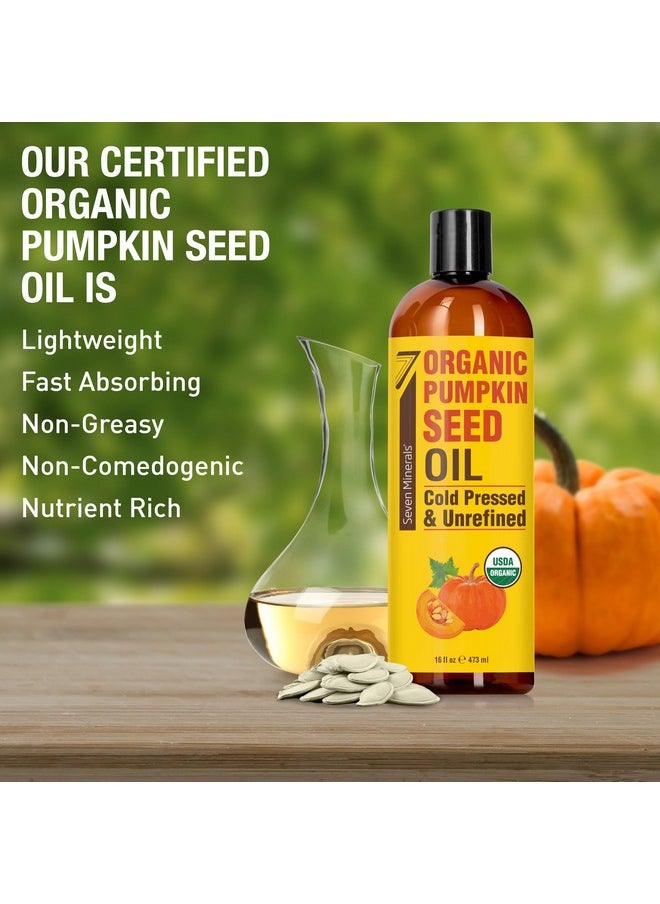 Seven Minerals NEW Pumpkin Seed Oil for Hair Growth, Face, & Body - Big 16oz Bottle - USDA Organic, Cold-Pressed, & Hexane Free - Lightweight, Non-Greasy, & Deeply Moisturizing for Scalp, Skin, & Hair  - Image 5
