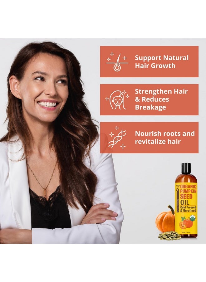 Seven Minerals NEW Pumpkin Seed Oil for Hair Growth, Face, & Body - Big 16oz Bottle - USDA Organic, Cold-Pressed, & Hexane Free - Lightweight, Non-Greasy, & Deeply Moisturizing for Scalp, Skin, & Hair  - Image 4