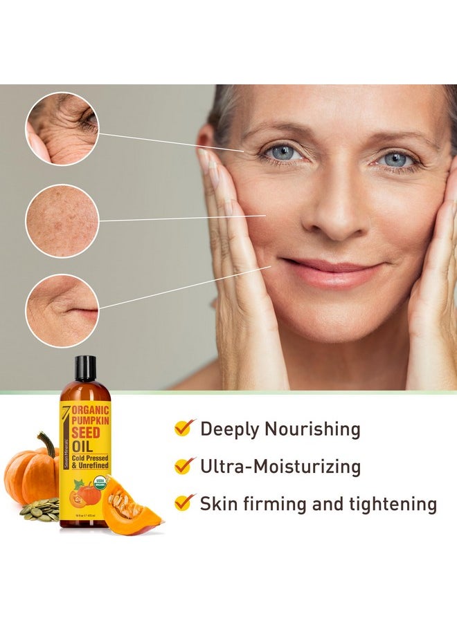 Seven Minerals NEW Pumpkin Seed Oil for Hair Growth, Face, & Body - Big 16oz Bottle - USDA Organic, Cold-Pressed, & Hexane Free - Lightweight, Non-Greasy, & Deeply Moisturizing for Scalp, Skin, & Hair  - Image 3