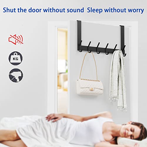 YUMORE Over The Door Hooks, Heavy Duty Over Door Hanger Stainless Steel for Coats Robes, Hanging Towel Rack Back of Bathroom Bedroom Door, Long Arms Easy Reach, Matte Black - Image 4