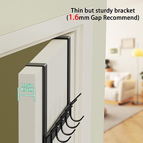 YUMORE Over The Door Hooks, Heavy Duty Over Door Hanger Stainless Steel for Coats Robes, Hanging Towel Rack Back of Bathroom Bedroom Door, Long Arms Easy Reach, Matte Black - Image 3