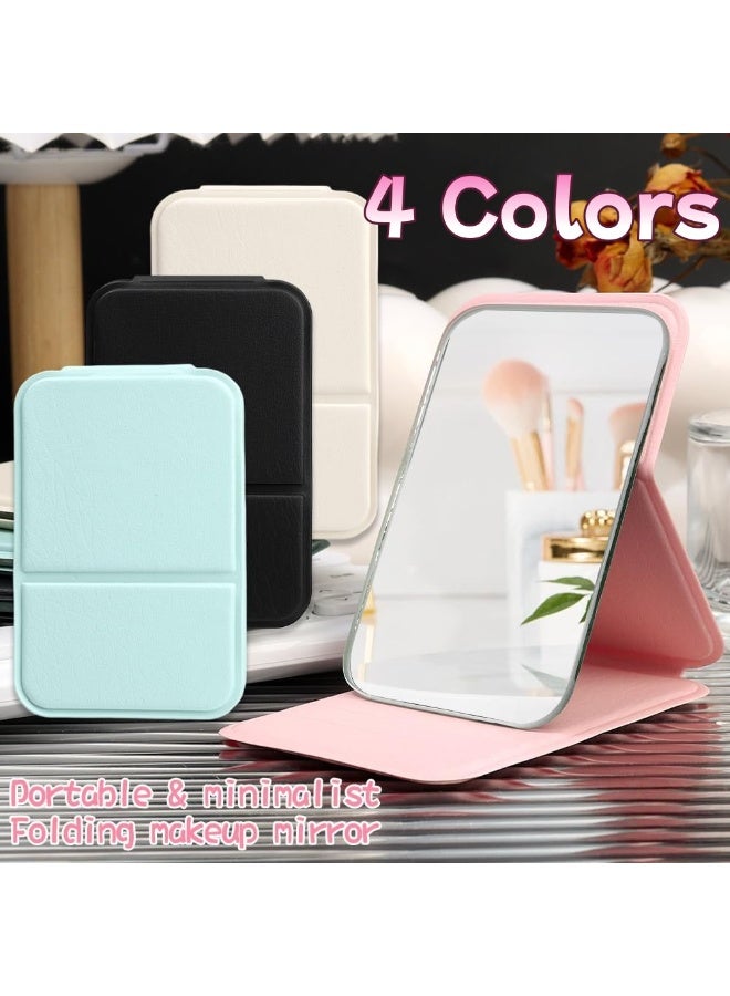 Hand Mirror,Ultrathin Ultralight, Portable, Folding, Handheld, Compact Travel Mirror for Camping,Home,Office,Small Mirror for Pocket and Purse,Good for Gift 4 Colors (Beige&Green&Pink&Black) - Image 1