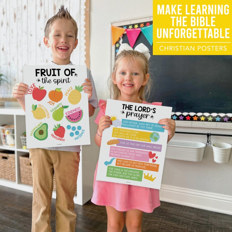 Hadley Designs Sunday School Decorations for Classroom â€“ 9 Bible Posters for Kids, 11x14in Books of the Bible Poster, 10 Commandments, Fruits of the Spirit & More â€“ Rainbow Christian Classroom Decor - Image 2