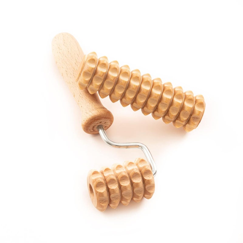 tuuli Body and Face Roller, Multi-Functional Wooden Massage Roller, Helps Ease Muscle Tension and Support Skin Health, Natural Face Massage Tools, Set of 2 (2 piece set A)