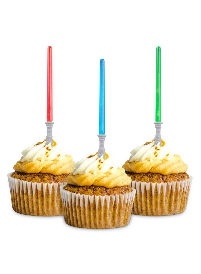 Super Z Outlet Light Sabre Cupcake Decoration Toppers Sticks Picks Set for Children Birthday Party, Fan Shows, Movies, 4" inches Tall (12) - Image 2