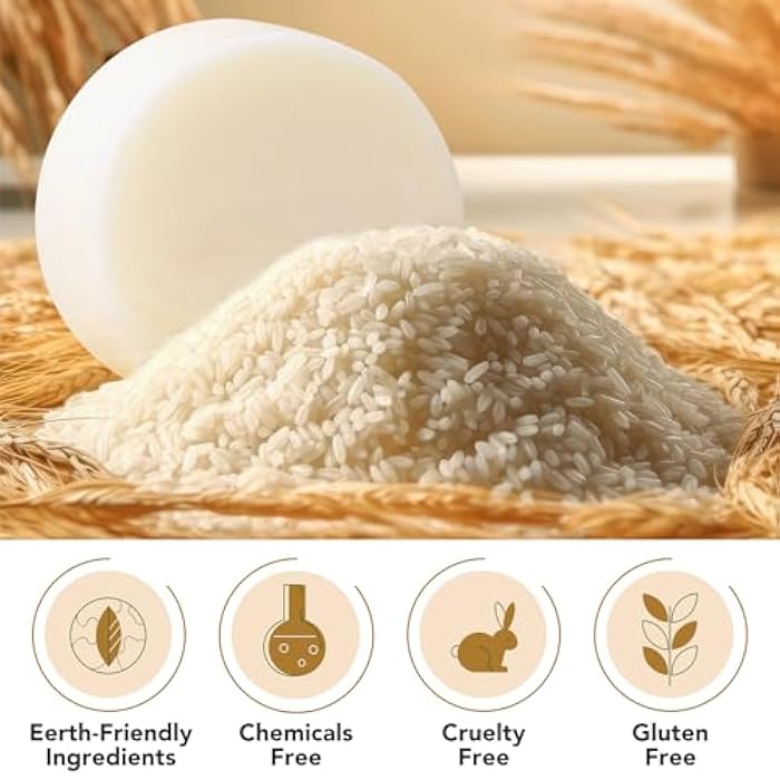 RTBYUE Rice Water Shampoo Bar for Hair Growth and Strengthening, Solid pH-Balanced Soap for Thinning, Weak or Damaged Hair, All Types, 3.2oz - Holiday Gift - Image 5