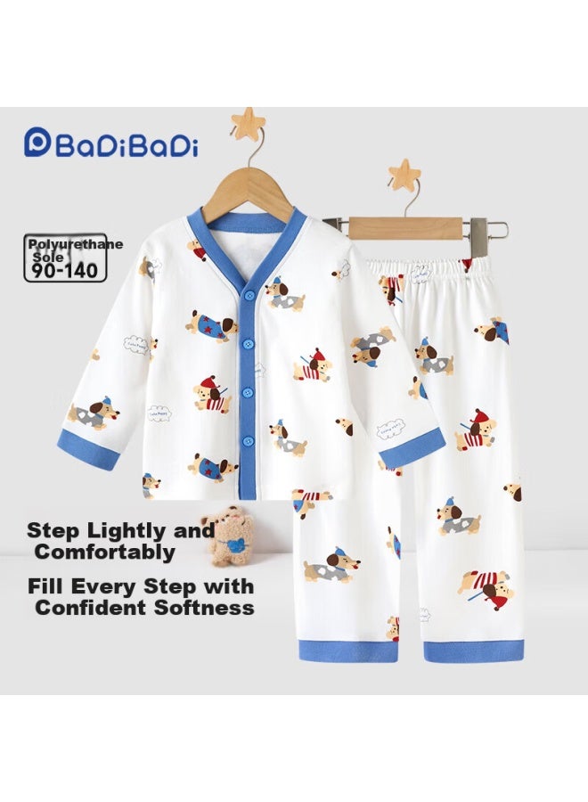 Badibadi Baby Toddler Homewear Pajama Set Skin-friendly Comfortable Outing Air Conditioning Clothes Dog Paradise 120 - Image 1