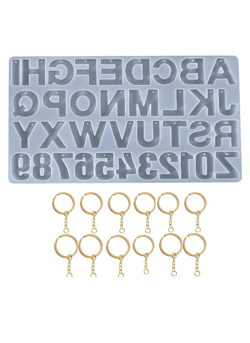 BAKING SET Baking Set Alphabet Silicone Resin Mold Letter Number Casting Molds for Earring Jewelry Accessories Sugar Craft Cake Mould with Built in Hole Enabler Christmas New Year  - Image 1