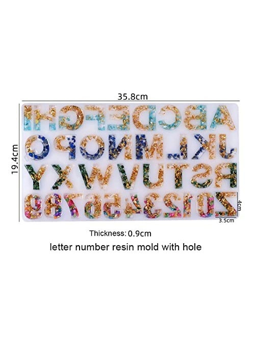 BAKING SET Baking Set Alphabet Silicone Resin Mold Letter Number Casting Molds for Earring Jewelry Accessories Sugar Craft Cake Mould with Built in Hole Enabler Christmas New Year  - Image 4