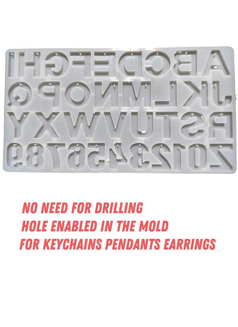BAKING SET Baking Set Alphabet Silicone Resin Mold Letter Number Casting Molds for Earring Jewelry Accessories Sugar Craft Cake Mould with Built in Hole Enabler Christmas New Year  - Image 2