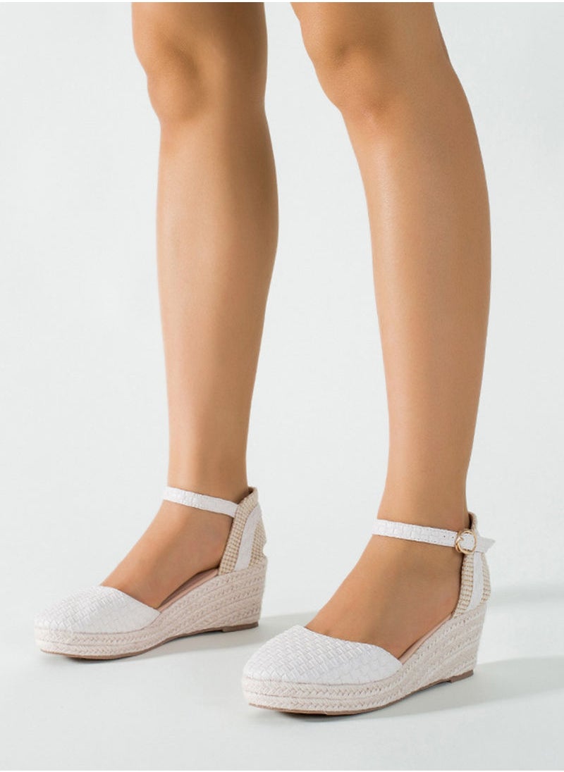 Sharpdo - Women's Closed Toe Espadrille Dressy Platform Sandals Ankle Strap Cutout Casual Wedge Braided Sandal - Image 1