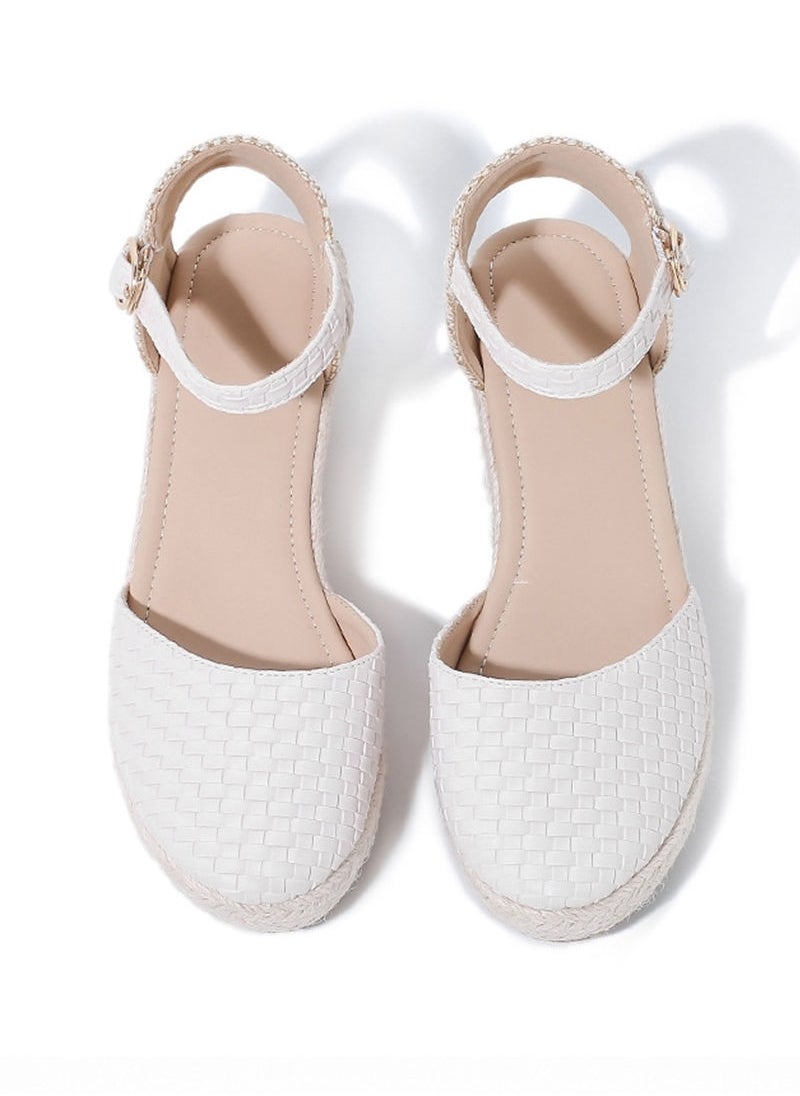 Sharpdo - Women's Closed Toe Espadrille Dressy Platform Sandals Ankle Strap Cutout Casual Wedge Braided Sandal - Image 1
