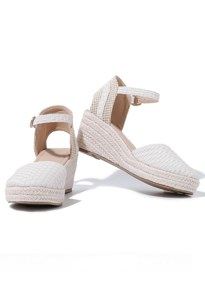 Sharpdo - Women's Closed Toe Espadrille Dressy Platform Sandals Ankle Strap Cutout Casual Wedge Braided Sandal - Image 1