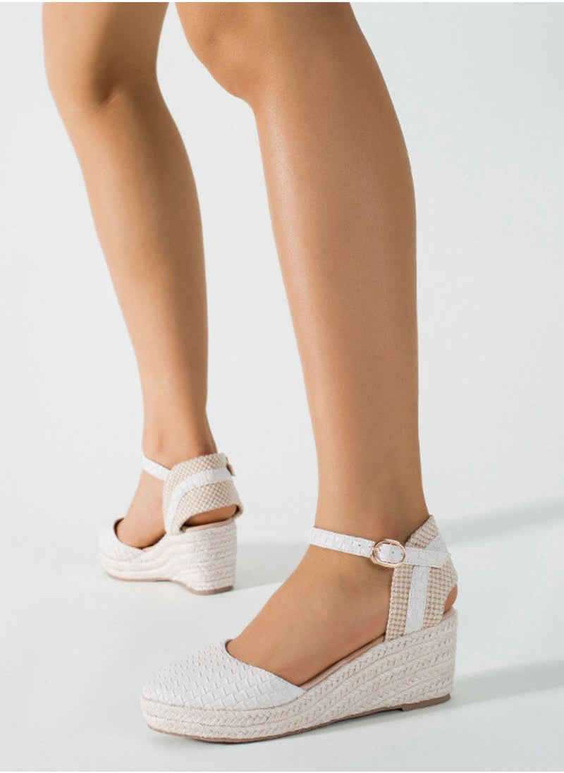 Sharpdo - Women's Closed Toe Espadrille Dressy Platform Sandals Ankle Strap Cutout Casual Wedge Braided Sandal - Image 1