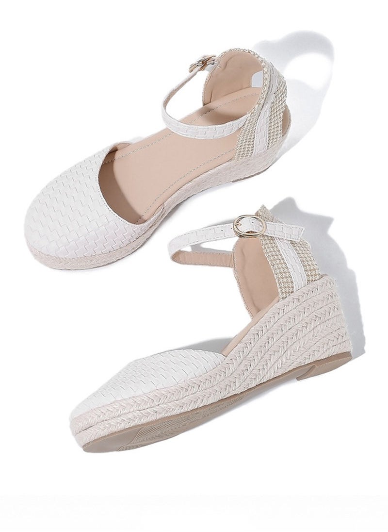 Sharpdo - Women's Closed Toe Espadrille Dressy Platform Sandals Ankle Strap Cutout Casual Wedge Braided Sandal - Image 1