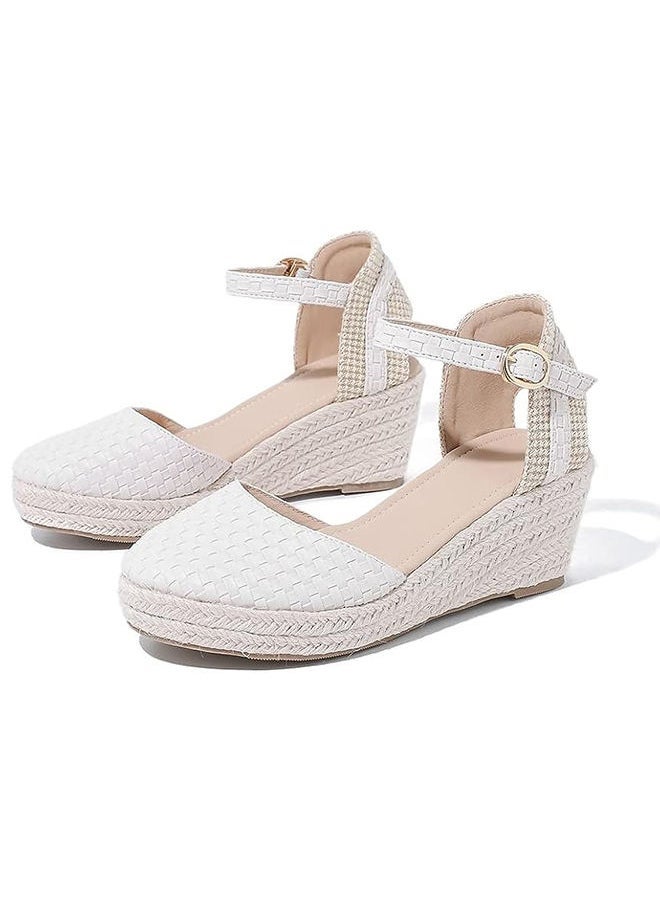 Sharpdo - Women's Closed Toe Espadrille Dressy Platform Sandals Ankle Strap Cutout Casual Wedge Braided Sandal - Image 1