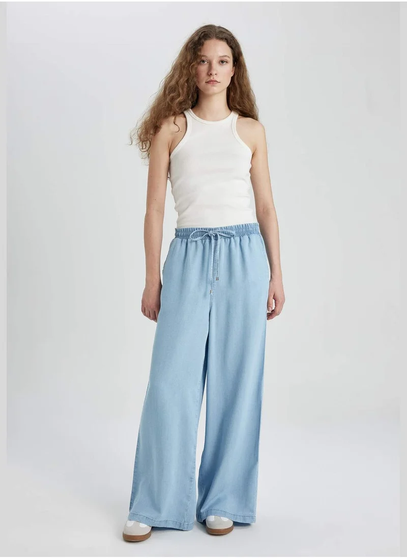 ديفاكتو Culotte High Waist Crop Fit Jean Trousers